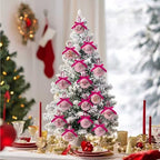 Pink Christmas Decor - Pink Christmas Tree Decorations Snowman Santa Candy Hanging Ornaments Balls, Cute Decorations Ball 1.18 Inch for Xmas Tree Party Home Holiday，Xmas Gifts Set of 16Pcs - Image 5