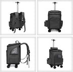 Wheeled Pet Carrier Backpack Pet Stroller, Travel Carrier, Car Seat for Small Dogs Cats Puppies, Comfort Cat Backpack Removable Rolling Wheels – Mesh Ventilation Windows (Black)
