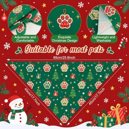 Preboun 50 Pcs Chriastmas Paw Print Dog Bandanas Bulk, Xmas Party - Image 3