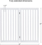 unipaws 36”H Free Standing Pet Gate for Dog Cat, 40”Wide Wooden Dog Gates | Foldable Pet Fence for Doorway, Stairs, Step, Expandable Doggy Barrier, Room Divider, Indoor Use, White