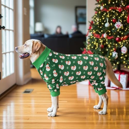 2-Pack Christmas Dog Pajamas Xmas Pet Pjs with Snowman Elk Patterns Christmas Dog Onesie Jumpsuits Jammies Clothes Stretchy Shirts Comfy Outfit Costume Apparel for Small Medium Large Dogs S - Image 5