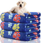 Rezutan Blanket for Large Dogs 3 Pack Elephant & Paw Print 40"x31" Blue by Rezutan