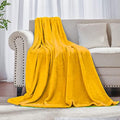 Mustard yellow Fleece Plush Throw Blanket 50"x60"for Couch Fuzzy Cozy by JIAHANNHA