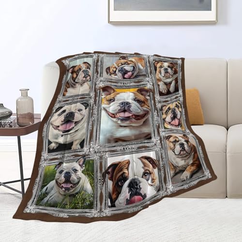 Bulldog Blanket Dog Animal Lover Throw Blankets Gifts for Girls Boys Kids Soft Cozy Fleece Plush for Couch Sofa Bed 80"x60" - Image 4