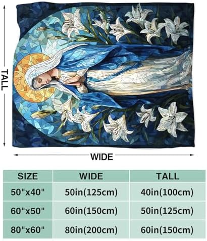 Virgin Mary Blanket for Girls Women Men Adults Soft Cozy Fleece Christian Mother of God Throw Blankets Healing Catholic Gifts Warm Flannel Plush Lightweight Decor for Couch Bed Sofa 60"X50" - Image 6