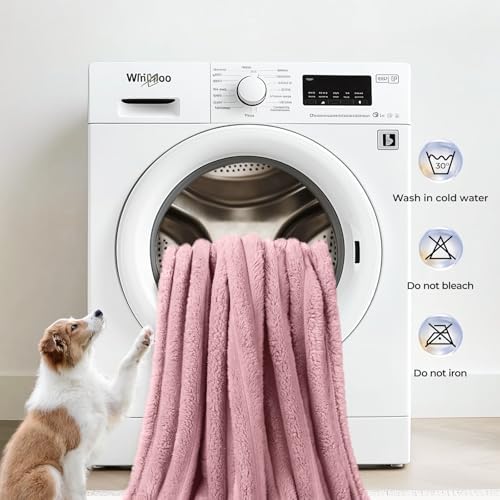 LINENLUX 1 Pack 3 Fleece Dog Blanket Soft Warm Washable for Cat Pink Medium - Image 5