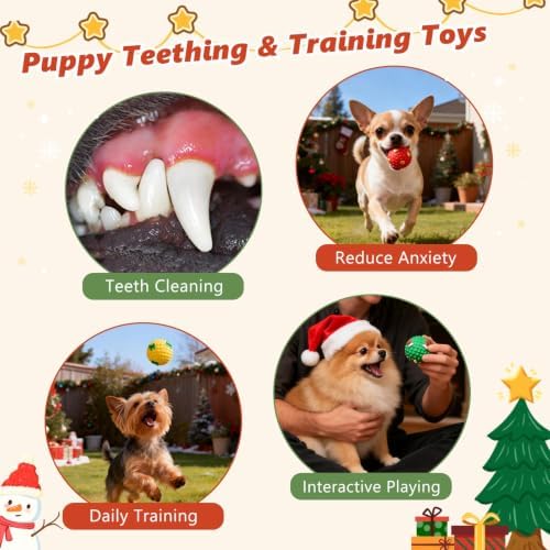 Christmas Dog Balls, 4 Pack Latex Squeaky Dog Ball Toys, 2“ Colorful Xmas Interactive Toys for Puppy & Small Dogs, Soft Dog Chew Toys for Christmas Holiday Dog Gift - Image 5