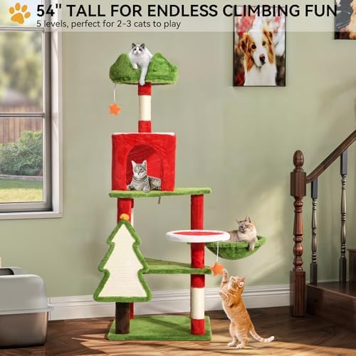 YITAHOME 54in Christmas Cat Tree Tower for Indoor Cats with Cat Condos - Image 4