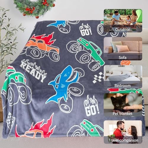COMFAR Glow in The Dark Monster Truck Blanket for Boys/Girls/Kids/Toddler/Baby, Monster Truck Toys for Boy Age 3-12, Car Blanket for Birthday/Gifts 40"x 50" - Image 7