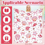 Breling Pink Ocean Beach Throw Blanket Seashells Starfish 50x60 Inch - Image 2