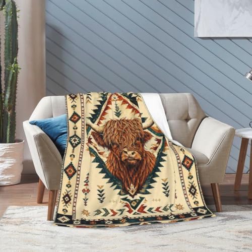 Highland Cow Blanket Western Highland Cow Throw Stuff Gifts 80"x60" - Image 5