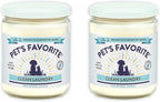 Pet's Favorite Fresh Laundry Pet Odor Candle, Clean Burning, Long Lasting Plant Based Soy Candles with a Natural Fiber Wick and 70 Hour Burn Time, Pack of 2