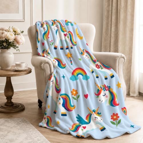 Rainbow Unicorn Throw Blanket Fantasy Magic Gifts for Kids 60''X80'' - Image 5