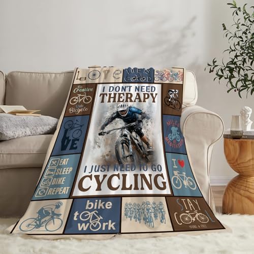 Bicycle Cycling Blanket Mountain Bike Throw Blanket Decor Stuff Cozy Flannel Fleece Soft Plush Fuzzy Warm Lightweight Bedding Gifts for Women Girls Kids 60"X50" - Image 2