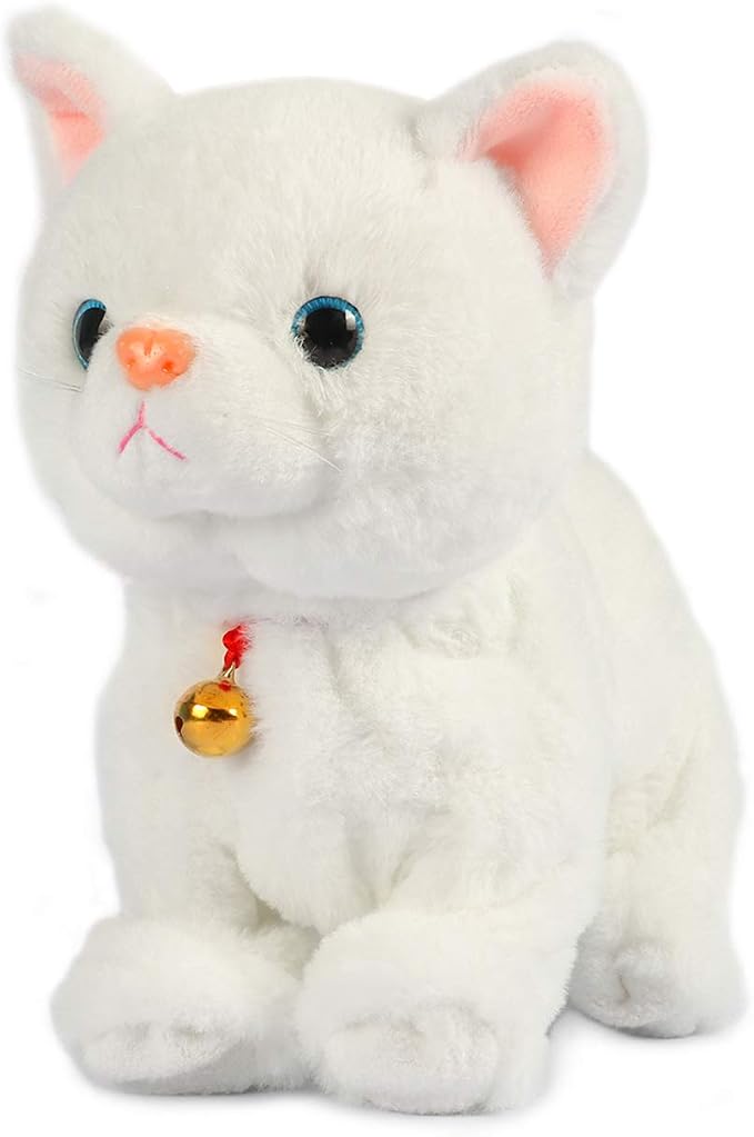 Smalody Interactive Robot Cat Sound Control Electronic Plush Toy White | Soft plush electronic cat pet responds to sound & movement. Safe interactive toy bringing realistic fun and joy to kids.