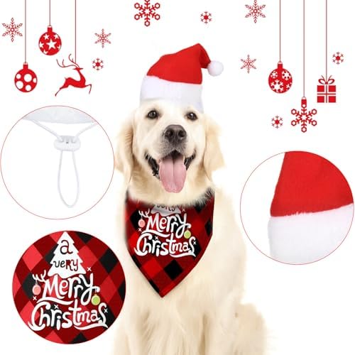 SATINIOR 4 Pcs Christmas Pet Costume Santa Hat Reindeer Antler,Funny Style - Image 4