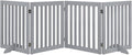 unipaws 24”H Free Standing Pet Gate for Dog Cat, 80”Wide Wooden Dog Gates | Foldable Pet Fence for Doorway, Stairs, Step, Expandable Doggy Barrier, Indoor Use