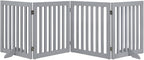 unipaws 24”H Free Standing Pet Gate for Dog Cat, 80”Wide Wooden Dog Gates | Foldable Pet Fence for Doorway, Stairs, Step, Expandable Doggy Barrier, Indoor Use