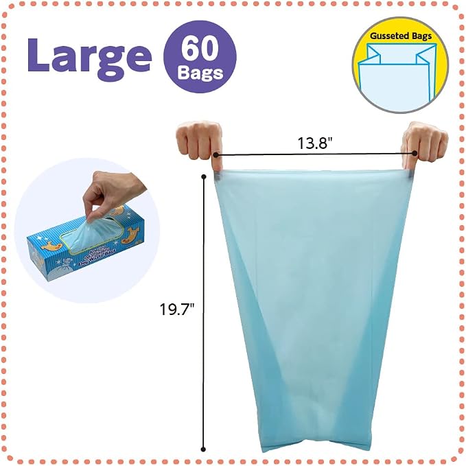 BOS Amazing Odor Sealing Dog Poop Bags - Durable, Unscented [Size: L, Color: Light Blue] (60 Count, Pack of 1) (60 Bags)