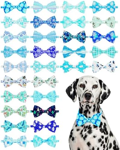 PET SHOW 30 Pack Winter Dog Bowties Bulk for Large Dogs by PETSHOW