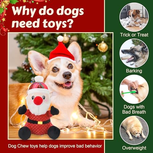 Newget Christmas Squeaky Dog Toys, Plush Dog Chew Toys with Crinkle Paper - Image 2