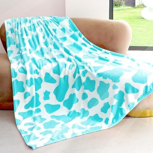 Blue Throw Blanket Twin Size Soft Fleece Blanket Lightweight Plush Fuzzy Cozy Cyan Teal Blue Twin Blanket for Couch Bed Sofa by IMUKU