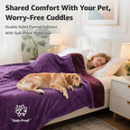 LOOBANI Waterproof Blanket for King Bed, Reversible Purple Flannel 85"x108" - Image 2