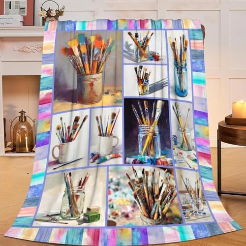Artist Gifts Blanket for Girls Women Men Adults Soft Cozy Fleece Art Teacher Throw Blankets Warm Flannel Plush Stuff Lightweight Decorative for Couch Bed Sofa 60"X50" by Unknown