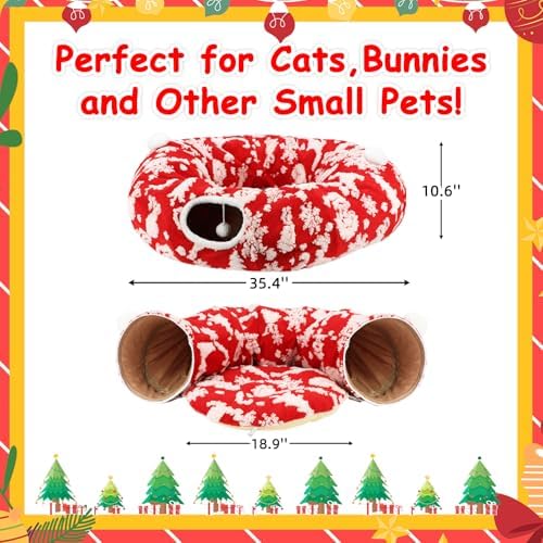 Cat Tunnel Bed Under Christmas Tree, 3FT Folding Kitten Tunnels - Image 6