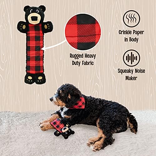 Lazy One Bear Squeaky Dog Toy, Soft Crinkle Toy for Dogs, Durable Fabric - Image 4