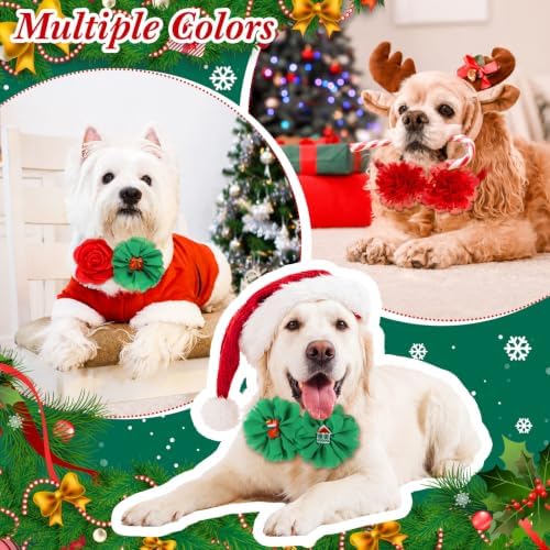 50 Pcs Christmas Dog Bow Bulk for Small Medium Dog Flower Collar Bow - Image 3