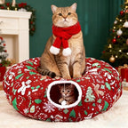 Cat Tunnel Christmas Tree Skirt Cat Donut Tunnel Bed,Gingerbread Man - Image 5