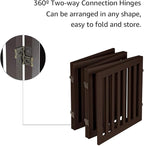 unipaws 24”H Free Standing Pet Gate for Dog Cat, 100”Wide Wooden Dog Gates | Foldable Pet Fence for Doorway, Stairs, Step, Expandable Doggy Barrier, Indoor Use