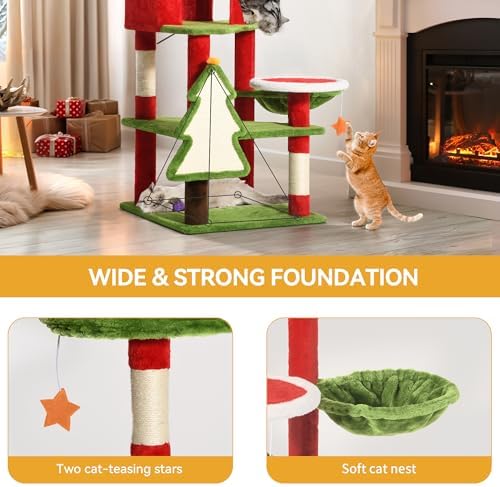 YITAHOME 54in Christmas Cat Tree Tower for Indoor Cats with Cat Condos - Image 2