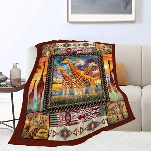 Giraffe Throw Blanket Giraffe Stuff Gifts for Kids Girls Boys Adults Women Men Soft Cozy Warm Plush Fluffy Fuzzy Fleece Blanket Decor 60''X80'' - Image 7