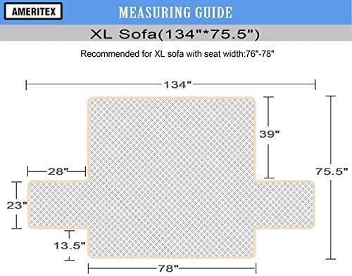Ameritex Couch Sofa Slipcover 100% Waterproof Nonslip Quilted Furniture Protector Slipcover for Dogs, Children, Pets Sofa Slipcover Machine Washable (Light Grey, 78")