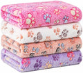 Tatuo 4 Pcs Fleece Dog Blanket for Puppy Cat, Mixed, 36 x 36 in, Paw by Tatuo