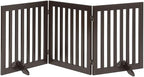 unipaws 24”H Free Standing Pet Gate for Dog Cat, 60”Wide Wooden Dog Gates | Foldable Pet Fence for Doorway, Stairs, Step, Expandable Doggy Barrier, Indoor Use