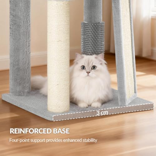 Small Cat Tree with Cat Scratching Post, 18.9 in Tower Light Gray - Image 7