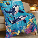 Whale Throw Blanket Ocean Whale Stuff Gifts for Kids Girls Boys Adults Women Man Soft Cozy Warm Plush Fluffy Fuzzy Fleece Blanket Decor 50''X60'' - Image 3