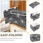 Bolaz Storage Bins with Lids and Handles,Halloween Gray Spider Web Storage Box Basket with Cover Collapsible Organizer Containers for Home Closet, Shelves - Image 4