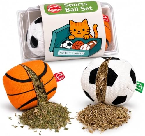 Agape Organic Catnip & Silvervine Filled Cat Toy Balls with Bell Sound by Agape