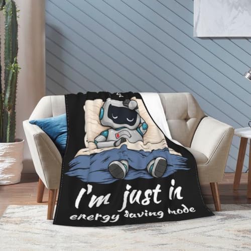 Sleepy Robot Blanket Throw Gift for Girls Women 80"X60" - Image 2