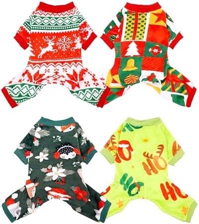 PET SHOW 4 Pack Christmas Fleece Dog Pajamas Warm for Large Dogs by PETSHOW