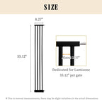 Lumizone 55.12" Extra Tall Pet Gate Extension Kit 8.27" Wide Black | Extra Tall Cat Gate for Dog Doorway Hallway Stairs Pressure Mounted 1.37" Gap No Drilling
