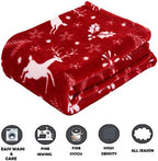 Elegant Comfort Luxury Velvet Super Soft Christmas Prints Fleece Blanket-Holiday Theme Home Décor Fuzzy Warm and Cozy Throws for Winter Bedding, Couch and Gift, 50 x 60 inch, Burgundy Reindeer - Image 4