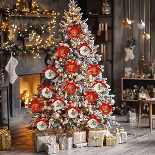 Cactus Christmas Decor - Cactus Ornament Tree Decorations Hanging Balls, Christmas Cactus Decorations Ball 2.36 Inch for Xmas Tree Party Home Holiday，Xmas Gifts Set of 16Pcs - Image 4