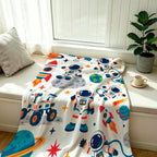 Cute Astronaut Throw Blanket Space Rocket Planet Galaxy Gifts 40''x50'' - Image 5
