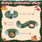 Cat Tunnel Christmas Tree Skirt, Foldable Donut Tunnel Bed Green - Image 4