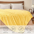 BEDELITE 3D Checked Light Yellow Fleece Throw Blanket for Couch, 50x70 Inch - Image 3
